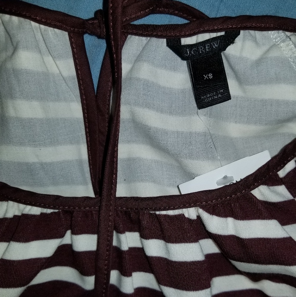 J.Crew XS Peasant Blouse Brown & Ivory